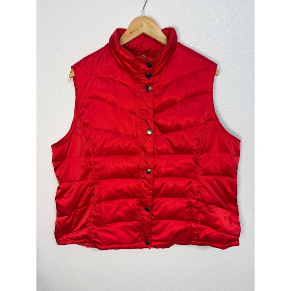 INC International Concepts Jackets & Blazers - INC International Concepts Red Puffer Vest Down Fill Chevron Quilted Womens 2X